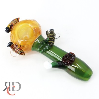 GLASS PIPE GREEN HAND BEE ART DELUX GP152 1CT